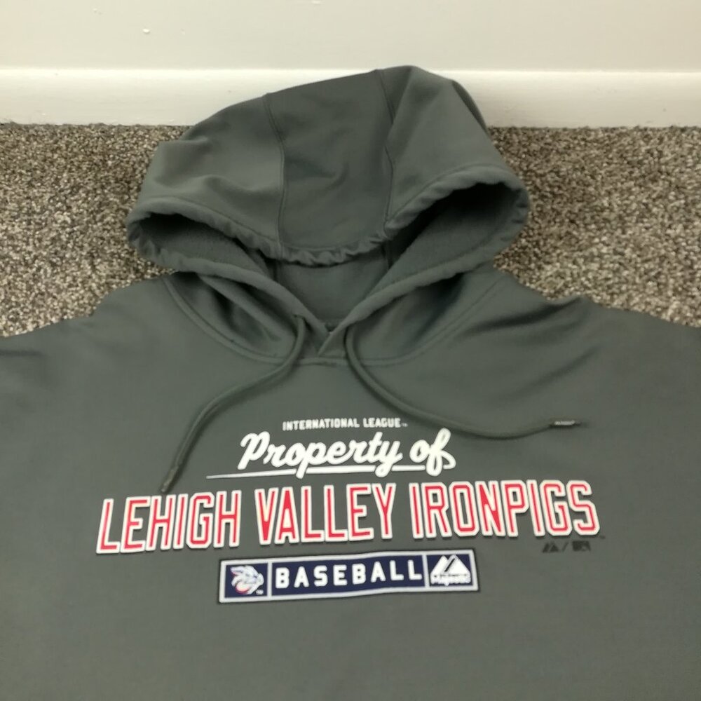 Lehigh Valley Iron Pigs Hoodie Sweatshirt Majestic Therma Base Mens 2XL